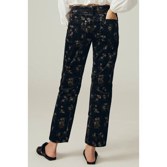 Anthropologie Pilcro The Wanderer Corduroy Pants Black Floral Size 26 - Picture 5 of 16